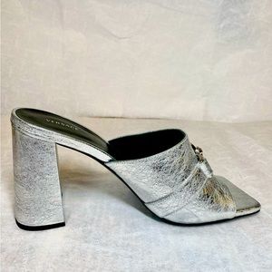 NEW Versace Metallic Vegan Leather Heels